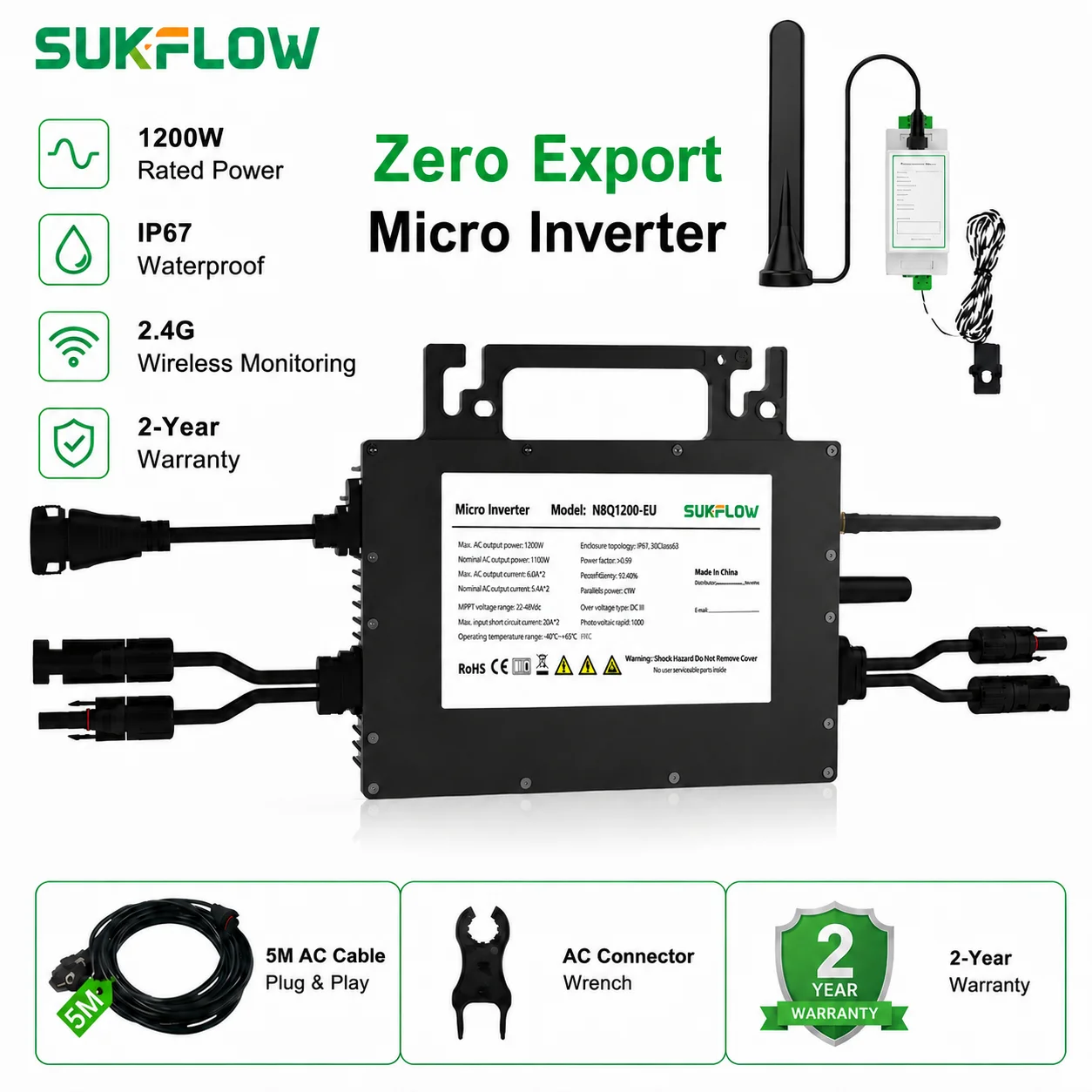 Solar Pump Controller - SUKFLOW Zero Expert 1200W Grid-Tie Microinverter